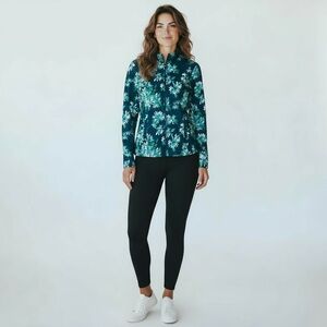 Tommy Bahama Active Women’s Floral Zip Up Jacket L Navy Tropical Stretch